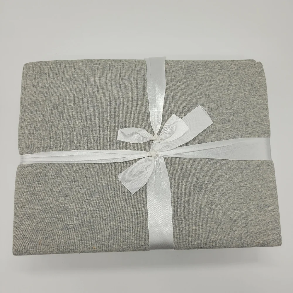 Briarwood Home Twin Jersey Knit Sheet Set Heathered Gray 3 Pc Bedding NEW FLAW